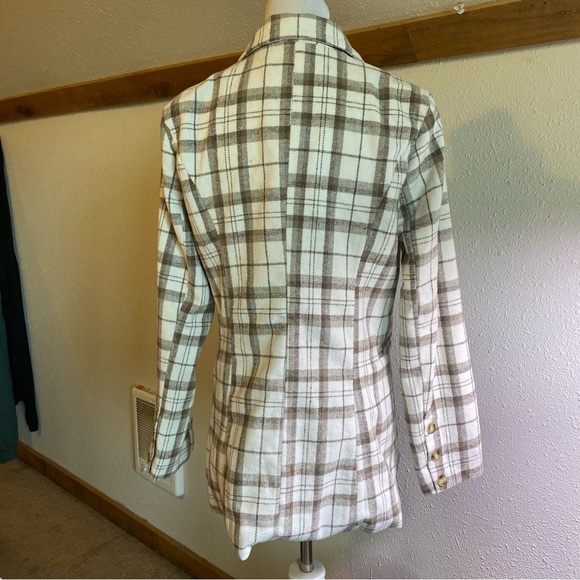 NWOT SHEIN cream/tan plaid dress coat - Picture 2 of 13